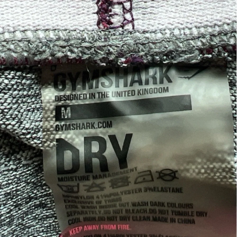 Gymshark‎ Seamless Compression Leggings Gray Marled Purple Waistband Size M